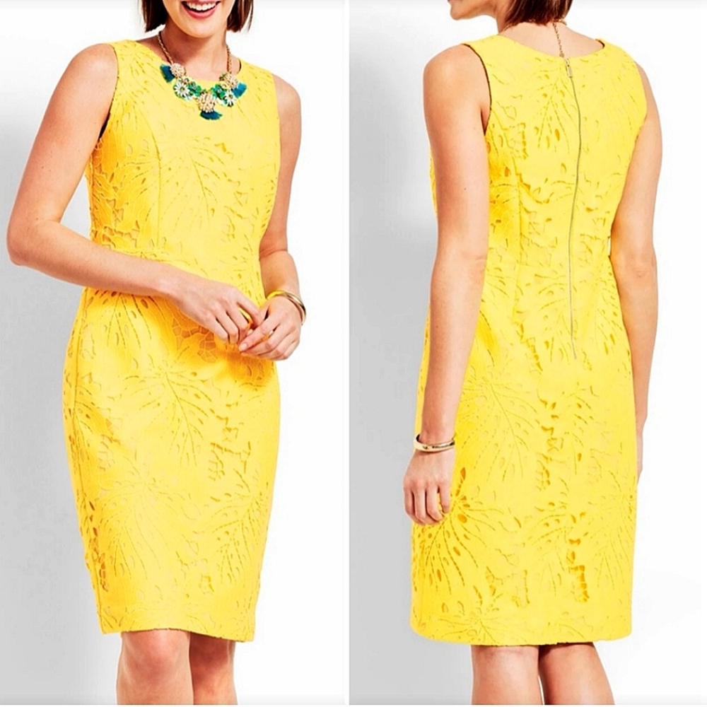 NWOT Talbot's RSVP Yellow Dress Size 8 Sleeveless Eyelet